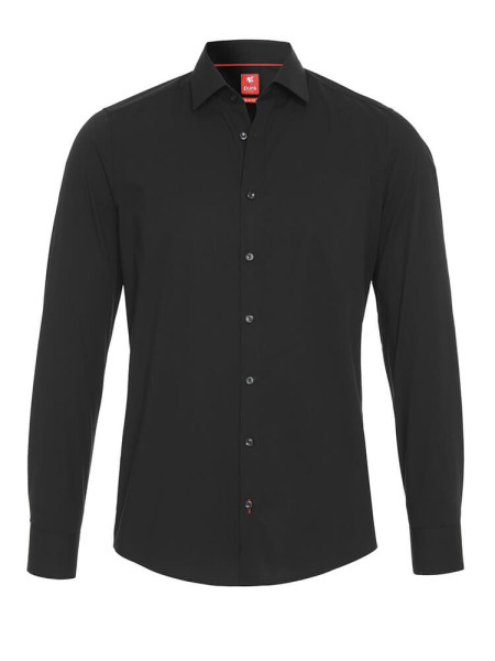 Camicia Pure SLIM FIT UNI STRETCH nero con Kent collar in taglio stretto