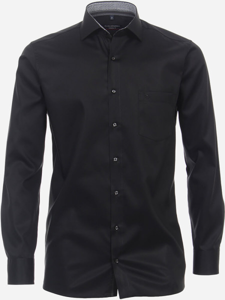 Chemise CASAMODA MODERN FIT UNI POPELINE noir avec col Kent en coupe moderne