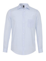 Camisa Pure MODERN FIT UNI POPELINE azul claro con cuello Kent de corte moderno