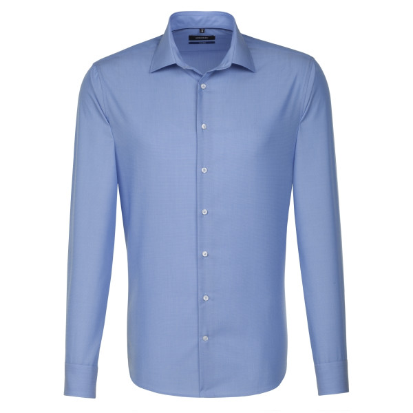 Seidensticker SHAPED shirt FIL À FIL medium blue with Business Kent collar in modern cut