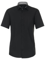 Camisa Venti MODERN FIT UNI POPELINE negro con cuello Kent de corte moderno