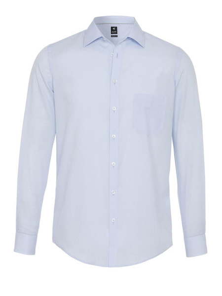 Pure shirt MODERN FIT UNI POPELINE light blue with Kent collar in modern cut