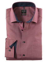 Camicia OLYMP MODERN FIT FAUX UNI rosso scuro con Global Kent collar in taglio moderno