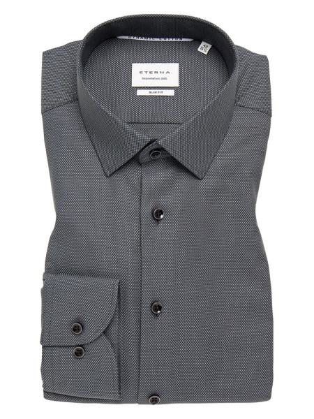 Camicia Eterna SLIM FIT UNI STRETCH nero con Kent collar in taglio stretto