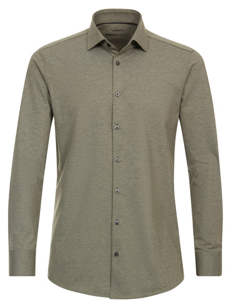 Chemise Venti MODERN FIT JERSEY vert avec col Kent en coupe moderne