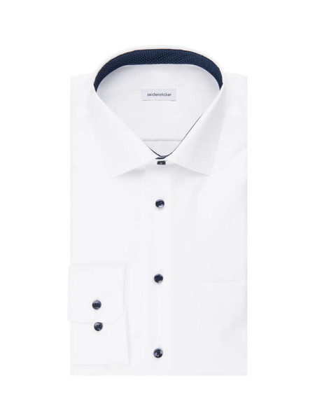 Seidensticker shirt COMFORT UNI POPELINE white with Business Kent collar in classic cut