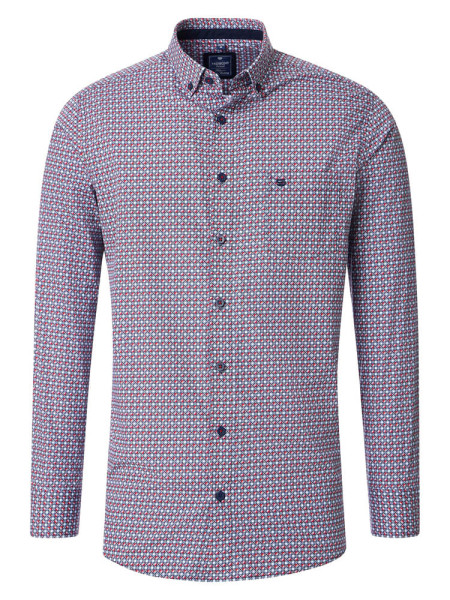 Camicia Redmond COMFORT FIT PRINT rosso con Button Down collar in taglio classico