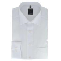 OLYMP Luxor modern fit shirt UNI POPELINE white with New Kent collar in modern cut