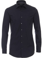 Venti shirt BODY FIT JERSEY dark blue with Kent collar in narrow cut