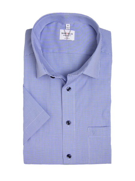 Camisa Marvelis MODERN FIT UNI POPELINE azul claro con cuello Nuevo Kent de corte moderno