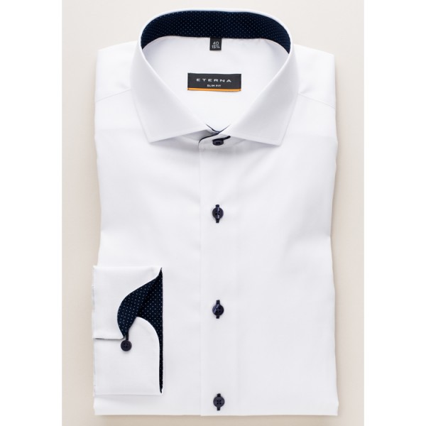 Eterna overhemd SLIM FIT FIJNE OXFORD wit met Cutaway kraag in smalle snit