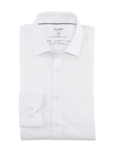 Camicia Olymp LEVEL 5 JERSEY bianco con New York Kent collar in taglio stretto