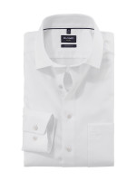 Olymp shirt LUXOR modern fit FAUX UNI white with Global Kent collar in modern cut