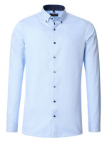 Redmond shirt SLIM FIT STRUCTURE light blue with Button Down collar in narrow cut