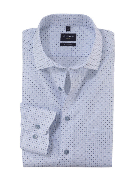 Camisa Olymp LUXOR modern fit PRINT blanco con cuello Global Kent de corte moderno