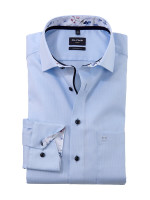 Olymp shirt LUXOR modern fit FAUX UNI light blue with Global Kent collar in modern cut