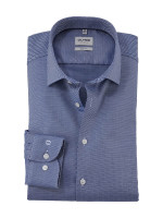 Olymp shirt LEVEL 5 FAUX UNI dark blue with New York Kent collar in narrow cut