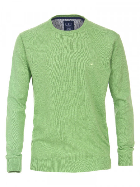 Redmond Pullover REGULAR FIT MELANGE grün mit Rundhals Kragen in klassischer Schnittform