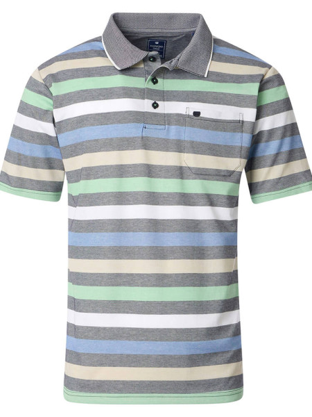 Redmond Polo shirt COMFORT FIT WASH &amp; WEAR green with Polo button collar in classic cut