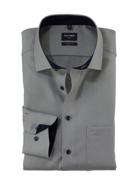 Camisa Olymp LUXOR NATTÉ verde con cuello Global Kent de corte moderno