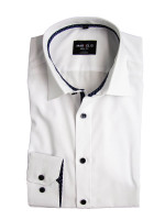 Camicia Marvelis BODY FIT UNI POPELINE bianco con New York Kent collar in taglio stretto