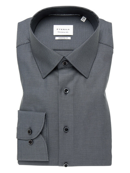 Camicia Eterna MODERN FIT UNI STRETCH nero con Kent collar in taglio moderno