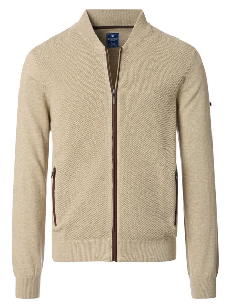 Cárdigan Redmond COMFORT FIT ESTRUCTURA beige con cuello Cuello alto de corte clásico