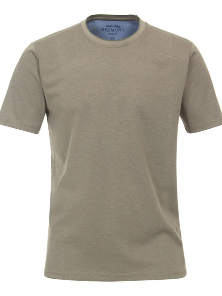 Redmond T-shirt COMFORT FIT WASH &amp; WEAR groen met Ronde hals-kraag in klassieke snit