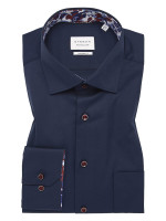 Eterna overhemd MODERN FIT TWILL donkerblauw met Kentkraag in moderne snit