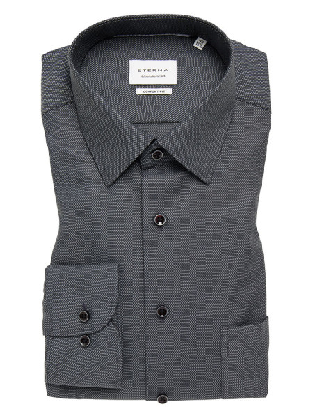 Camicia Eterna COMFORT FIT UNI STRETCH nero con Kent collar in taglio classico