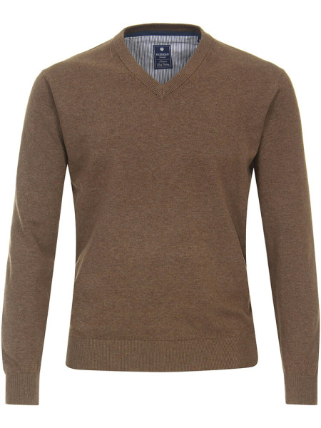 Jumper Redmond REGULAR FIT TEJIDO marrón con cuello Cuello en V de corte clásico