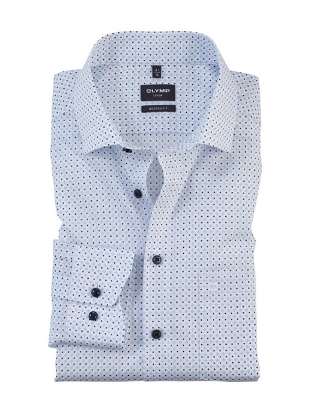 Chemise Olymp LUXOR PRINT blanc avec col Global Kent en coupe moderne