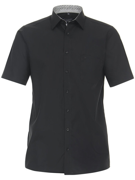 Camisa CasaModa COMFORT FIT UNI POPELINE negro con cuello Kent de corte clásico