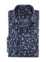 Camicia Olymp LUXOR modern fit PRINT blu scuro con Global Kent collar in taglio moderno