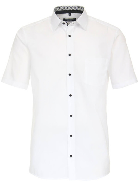 Camisa CasaModa COMFORT FIT UNI POPELINE blanco con cuello Kent de corte clásico