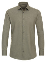 Chemise Venti MODERN FIT JERSEY vert avec col Kent en coupe moderne