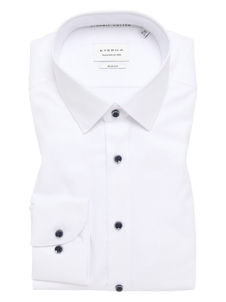 Chemise Eterna SLIM FIT UNI STRETCH blanc avec col Kent en coupe étroite