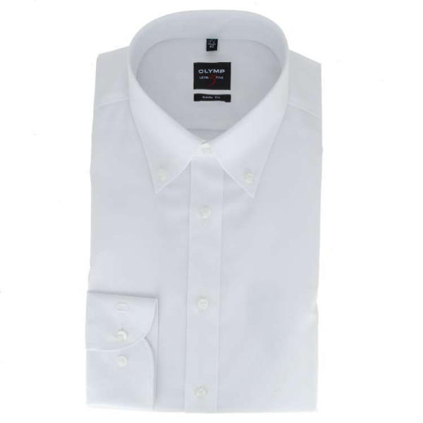 OLYMP Level Five body fit shirt UNI POPELINE white with Button Down collar in narrow cut