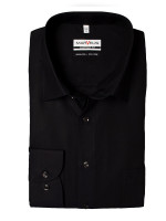 Marvelis COMFORT FIT overhemd UNI POPELINE zwart met Nieuw Kentkraag in klassieke snit