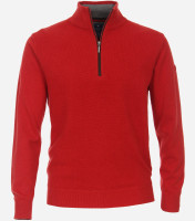 Redmond sweater REGULAR FIT KNITTED red with Stand-up collar collar in classic cut