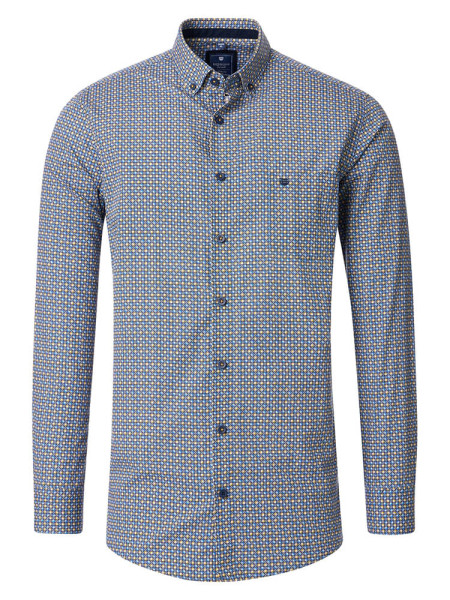 Redmond shirt COMFORT FIT PRINT yellow with Button Down collar in classic cut