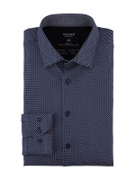 Camisa Olymp LEVEL 5 JERSEY azul oscuro con cuello New York Kent de corte estrecho