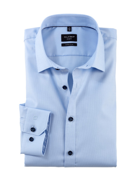 Camisa Olymp NO. SIX NATTÉ azul claro con cuello New York Kent de corte súper estrecho