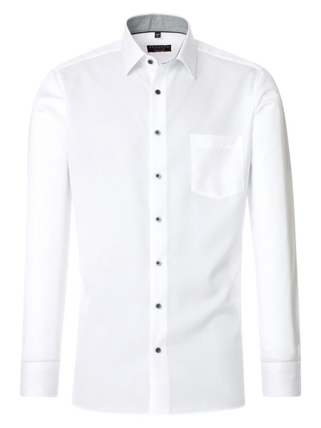 Camisa Redmond MODERN FIT TWILL blanco con cuello Kent de corte moderno