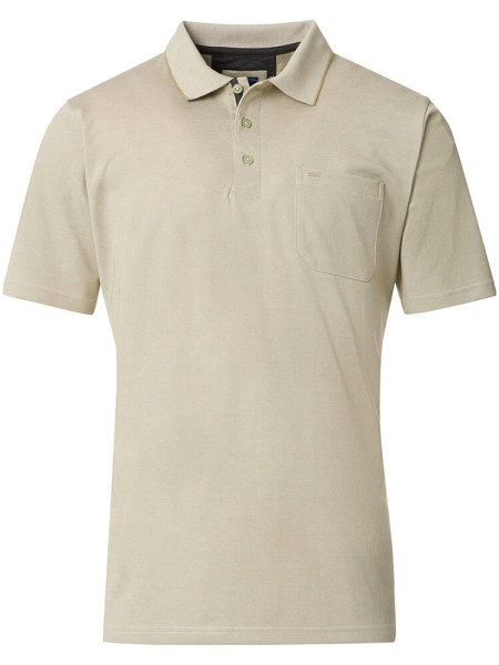 Polo Redmond COMFORT FIT WASH &amp; WEAR beige con cuello Botón de polo de corte clásico