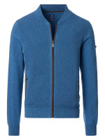 Redmond Cardigan COMFORT FIT STRUCTURE medium blue with Stand-up collar collar in classic cut