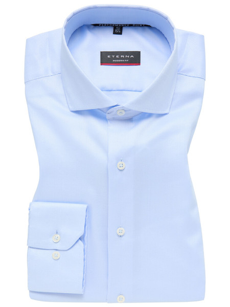 Camicia Eterna MODERN FIT UNI STRETCH azzurro con Spaccato collar in taglio moderno