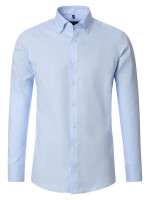 Camisa Venti MODERN FIT FINO OXFORD azul claro con cuello Button Down de corte moderno