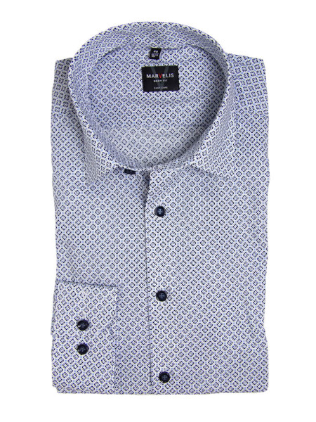 Marvelis shirt BODY FIT UNI POPELINE light blue with New York Kent collar in narrow cut