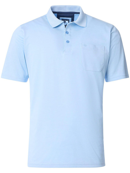 Redmond Polo shirt COMFORT FIT WASH &amp; WEAR light blue with Polo button collar in classic cut